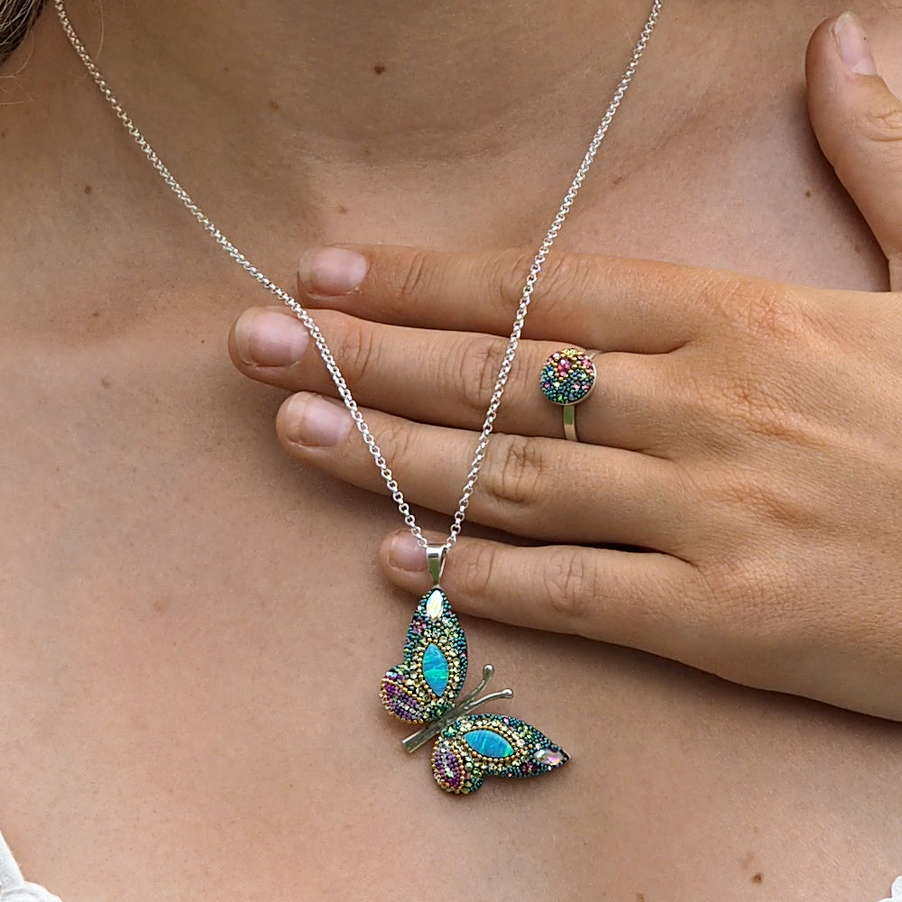 Allegra Viva Magenta Round Mini Adjustable Ring