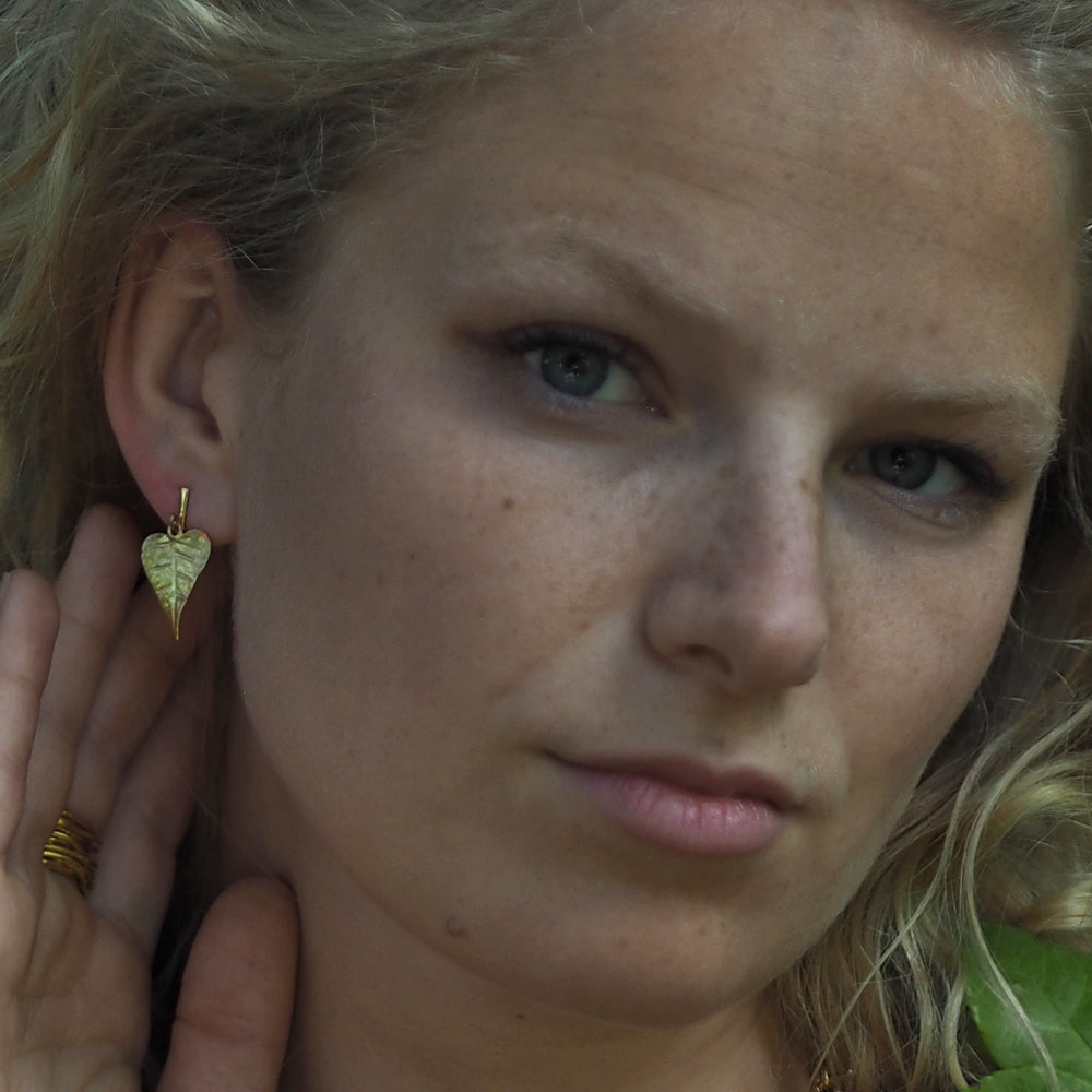 Foresta Gold Heart Leaf Drop Earrings