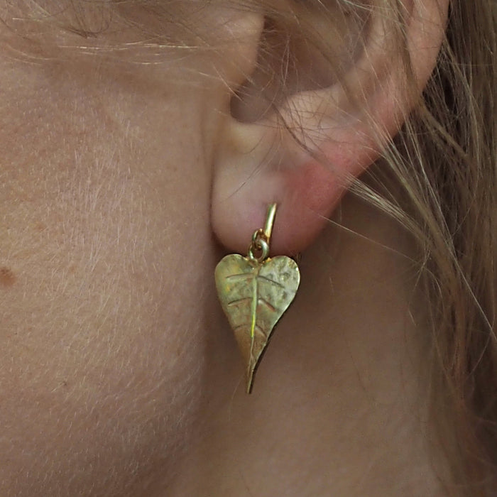Foresta Gold Heart Leaf Drop Earrings