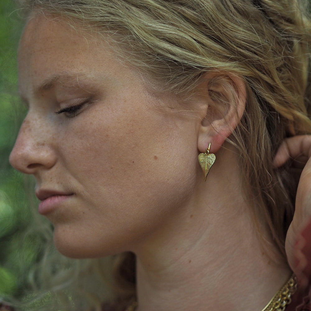 Foresta Gold Heart Leaf Drop Earrings