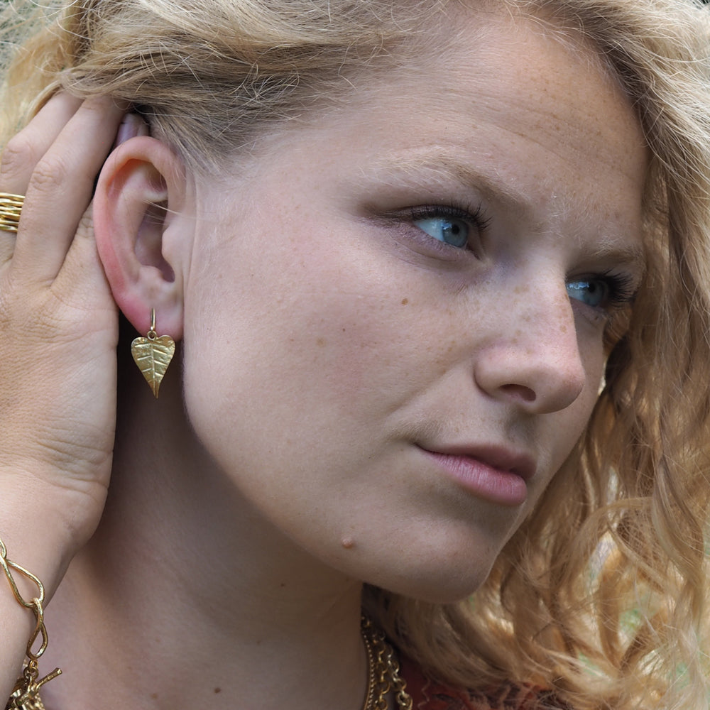 Foresta Gold Heart Leaf Drop Earrings