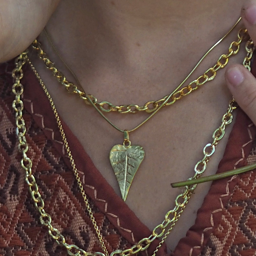 Foresta Gold Heart Leaf Pendant