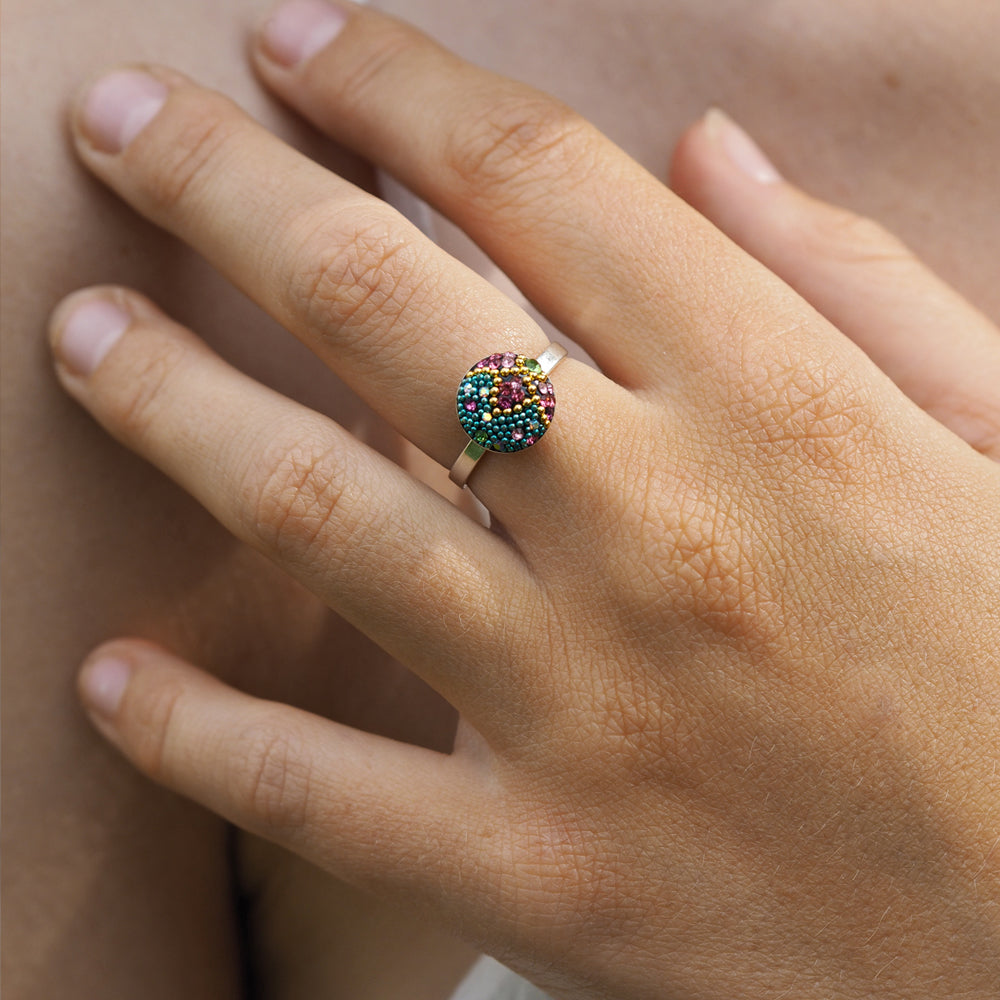 Allegra Viva Magenta Round Mini Adjustable Ring