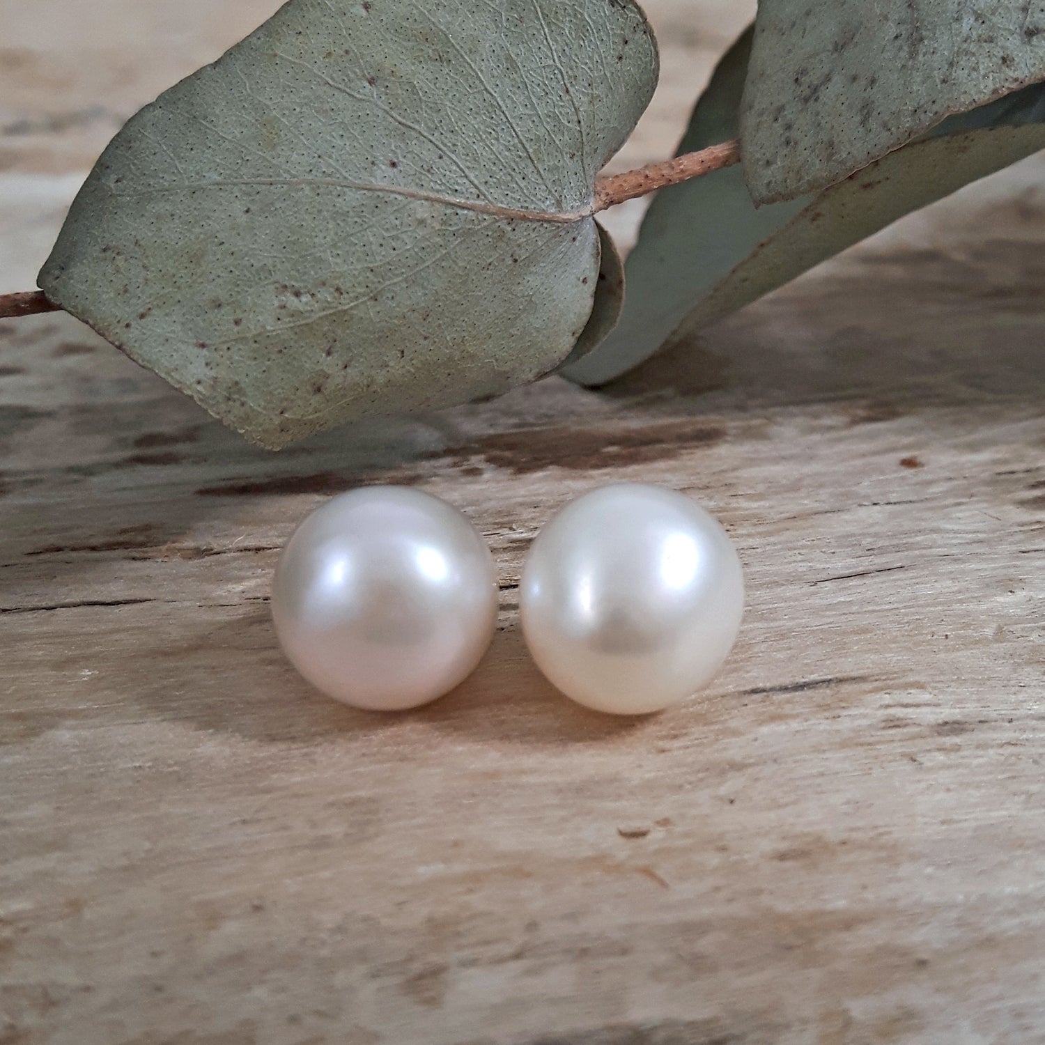 White Pearl Large Stud Earrings