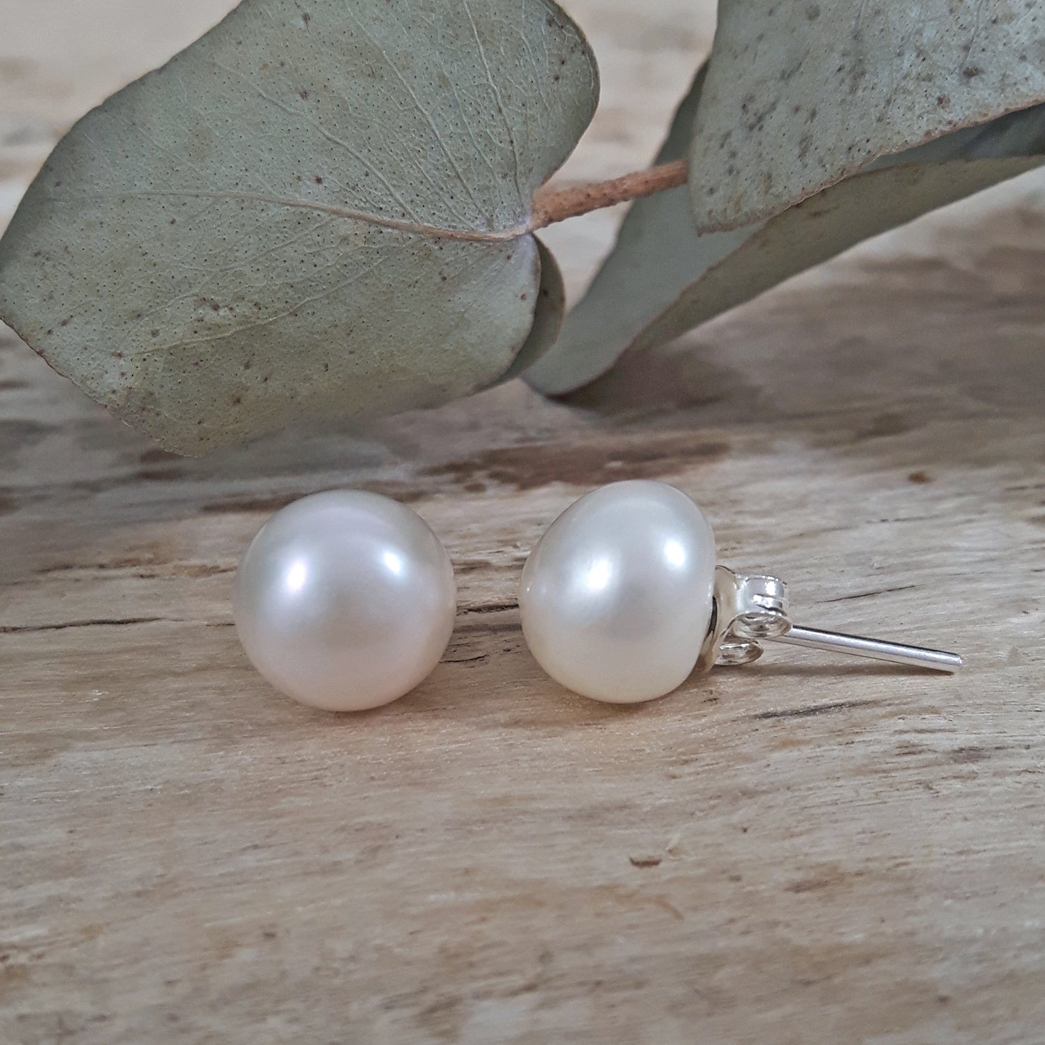 White Pearl Large Stud Earrings