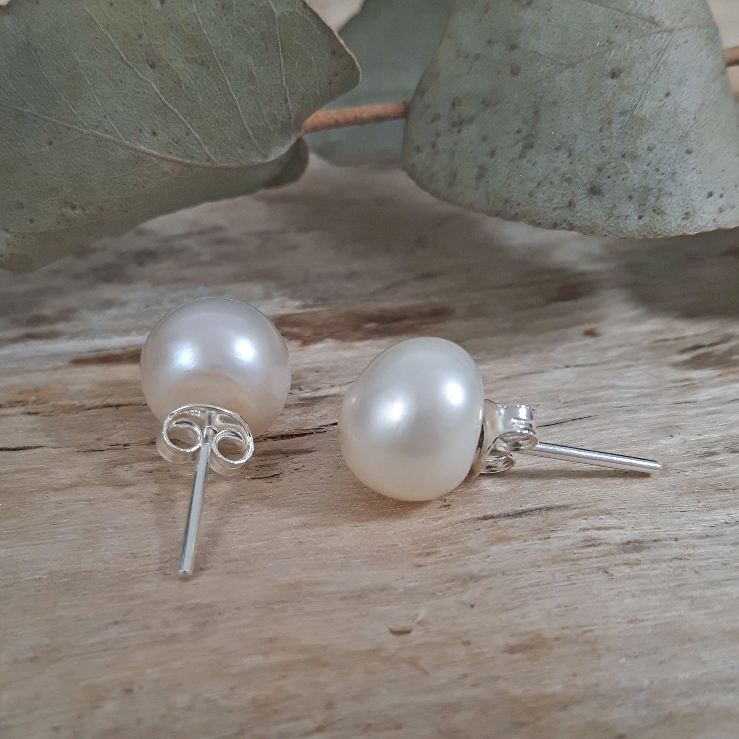 White Pearl Large Stud Earrings