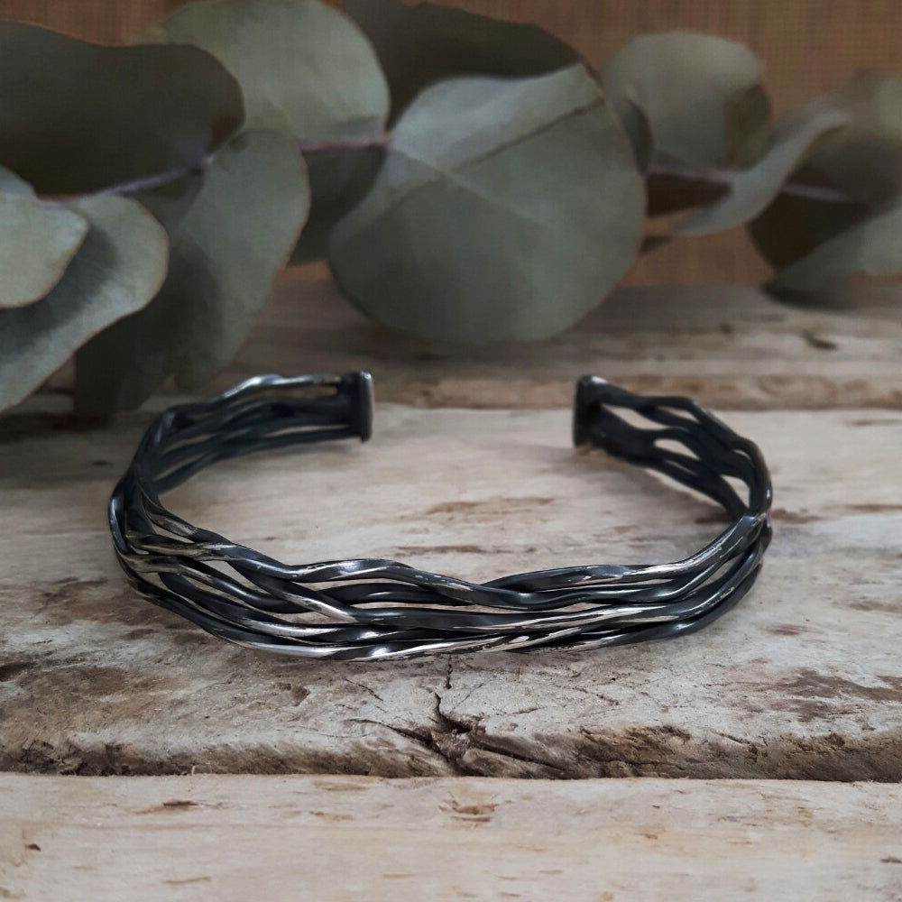 Lattice Oxidised Cuff Handcrafted in Sterling Silver