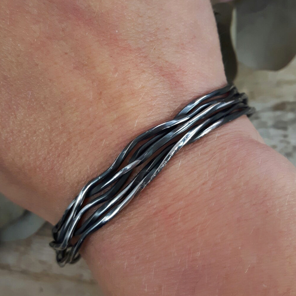 Lattice Oxidised Cuff Handcrafted in Sterling Silver