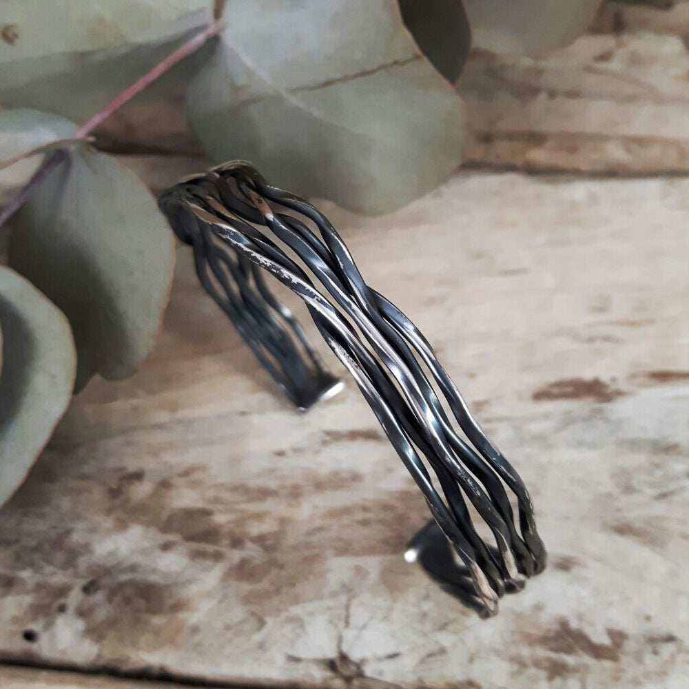 Lattice Oxidised Cuff Handcrafted in Sterling Silver