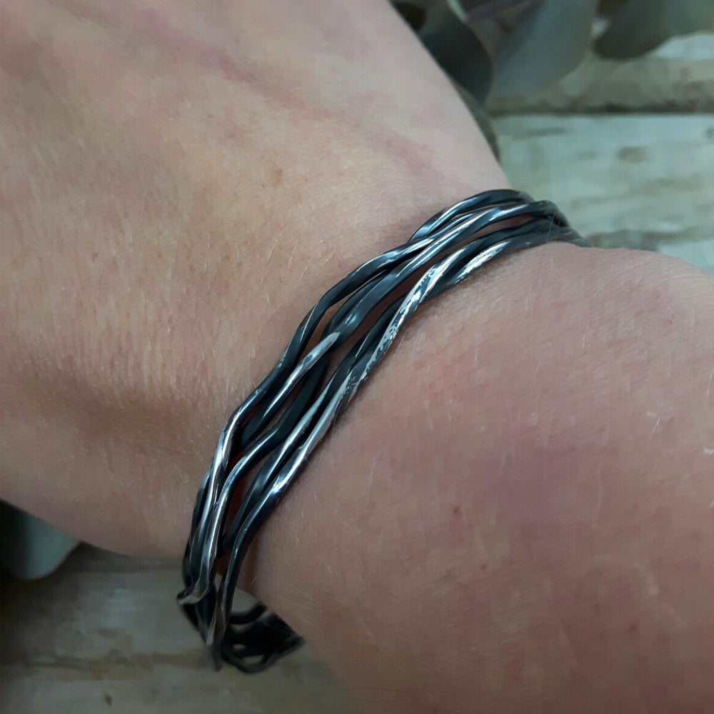 Lattice Oxidised Cuff Handcrafted in Sterling Silver