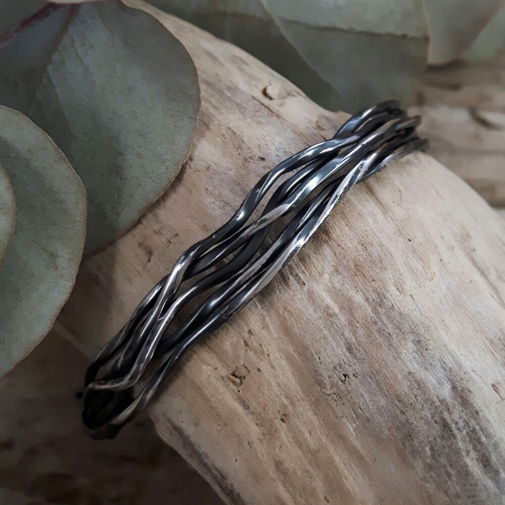 Lattice Oxidised Cuff Handcrafted in Sterling Silver