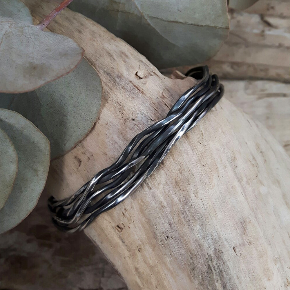 Lattice Oxidised Cuff Handcrafted in Sterling Silver