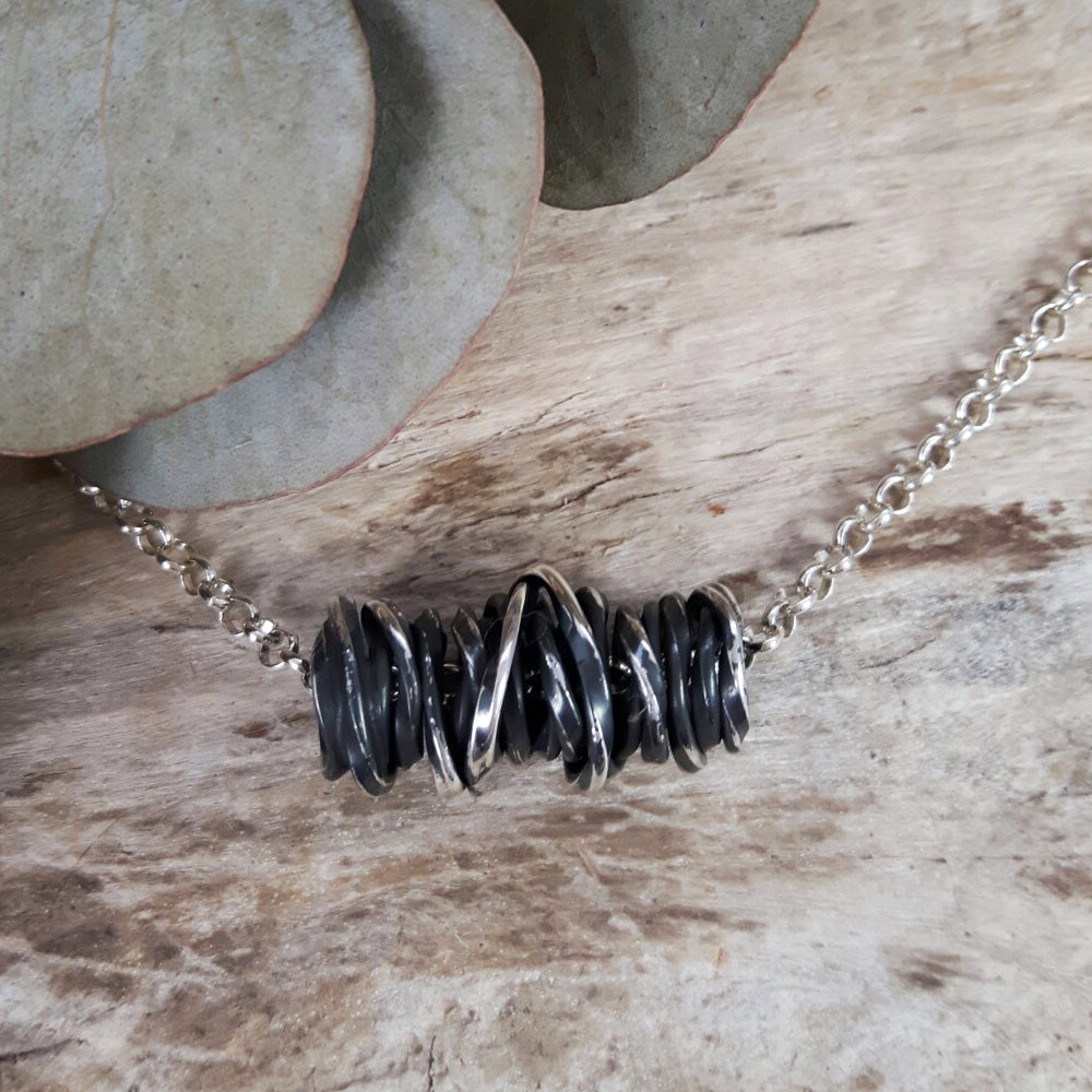 Lattice Oxidised Pendant Handcrafted in Sterling Silver