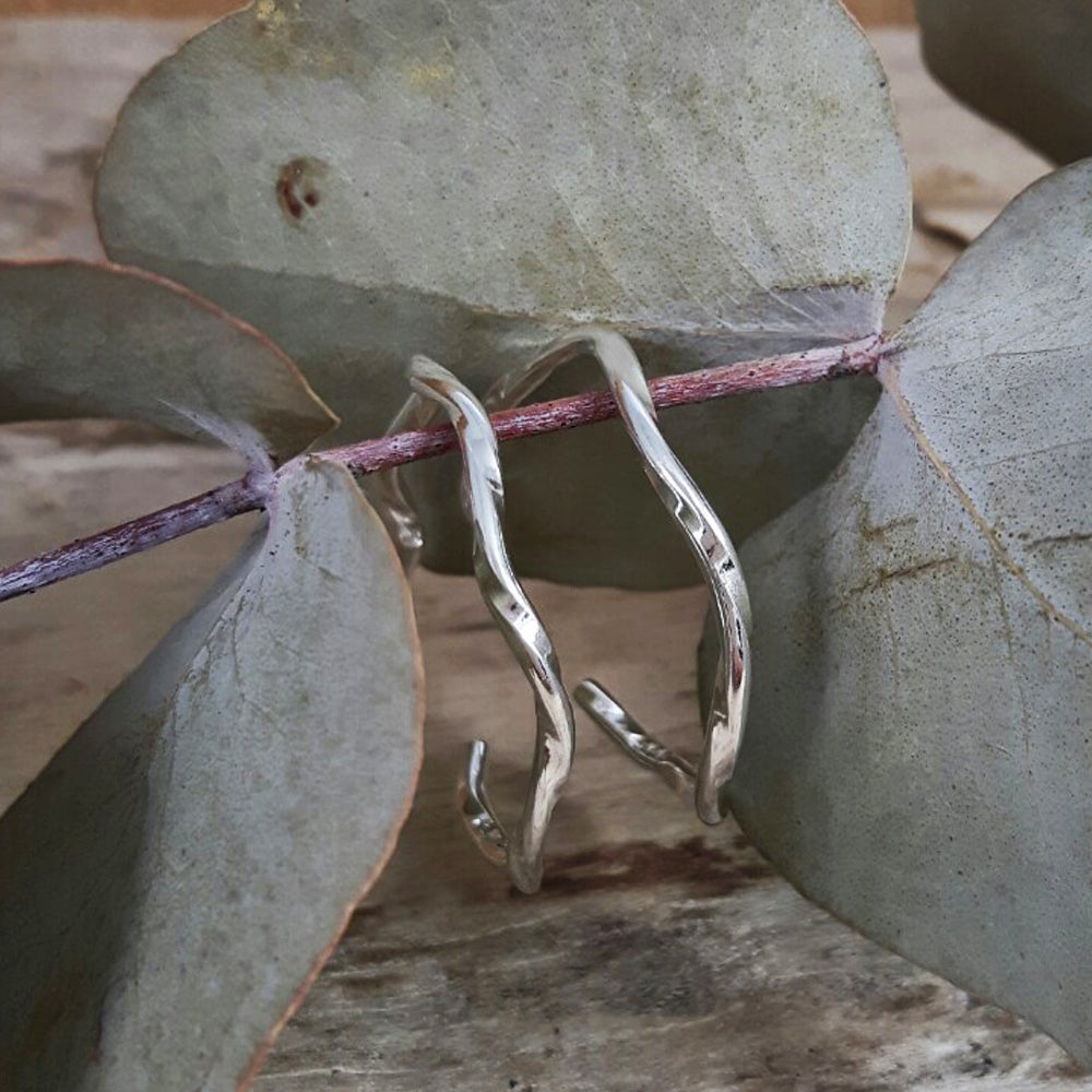 Lattice Hoop Single Strand Earrings Handcrafted in Sterling Silver