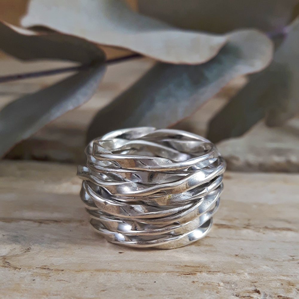 Lattice Wide Silver Ring Handcrafted in Sterling Silver