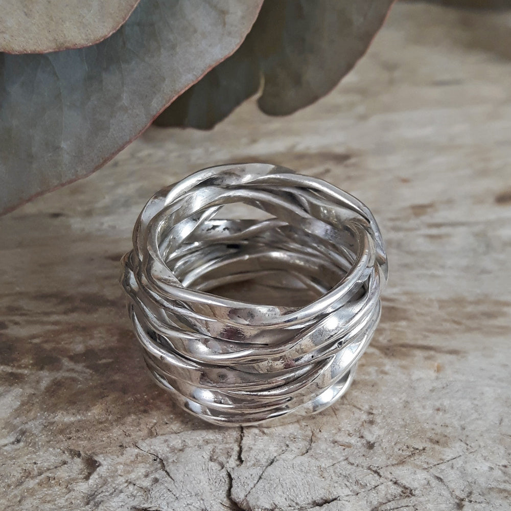 Lattice Wide Silver Ring Handcrafted in Sterling Silver