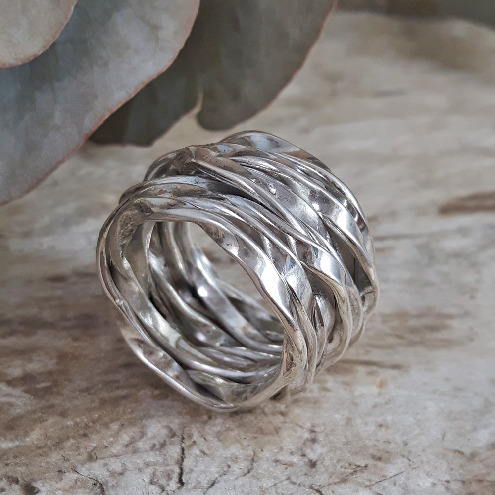 Lattice Wide Silver Ring Handcrafted in Sterling Silver