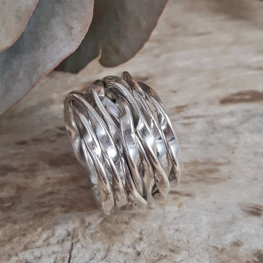 Lattice Wide Silver Ring Handcrafted in Sterling Silver