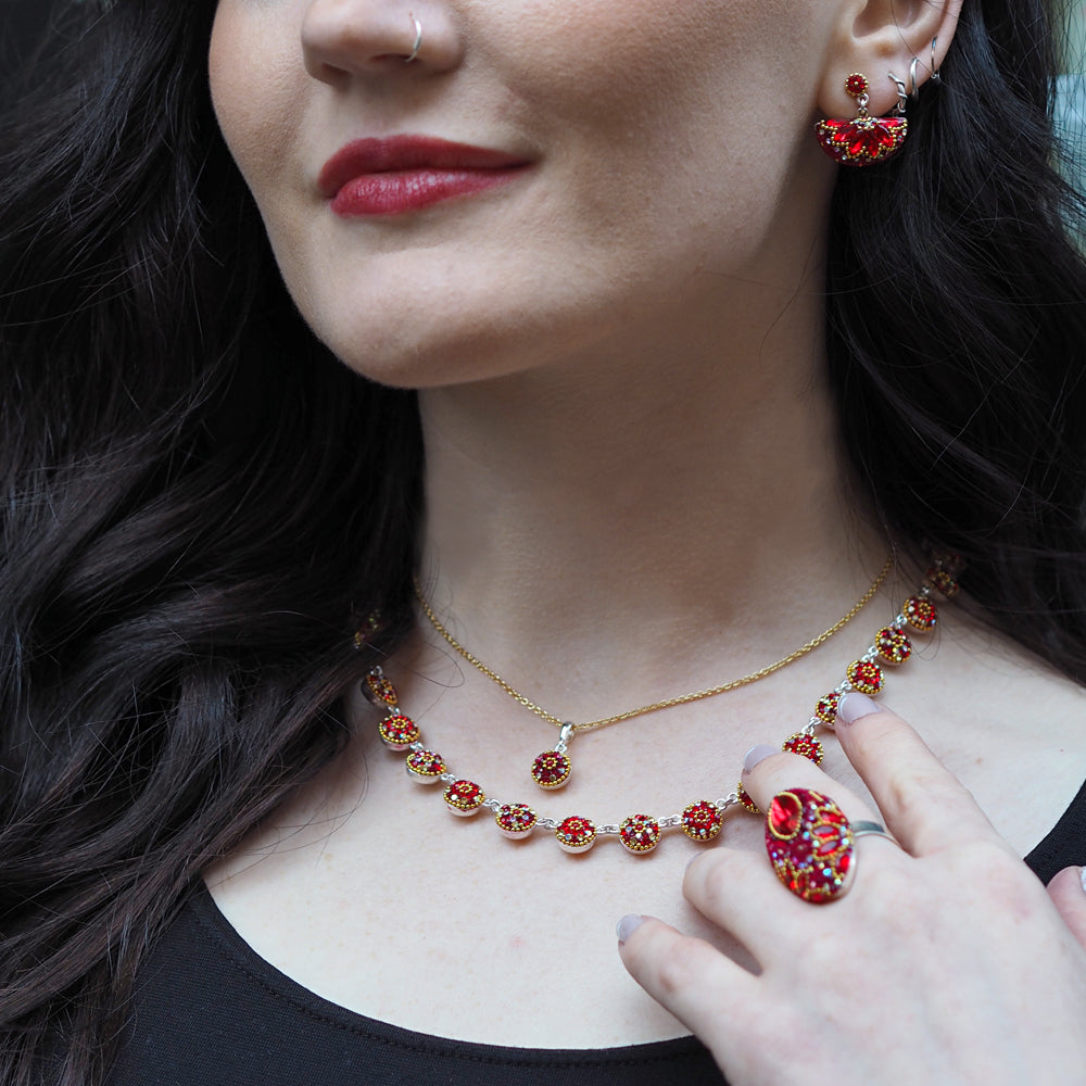 Allegra Red Rd Daisy Necklace