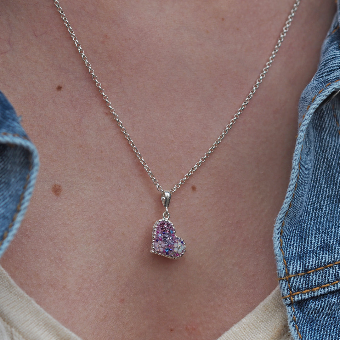 lilac heart pendant layering jewellery