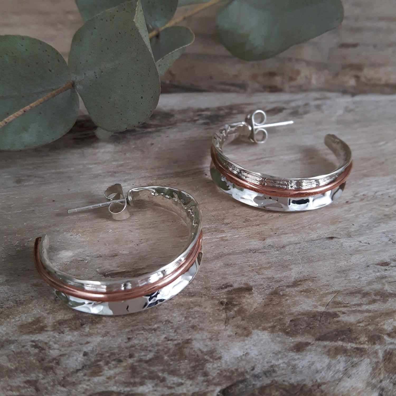 Duo Marseille Ag/Cu Hoop Earrings