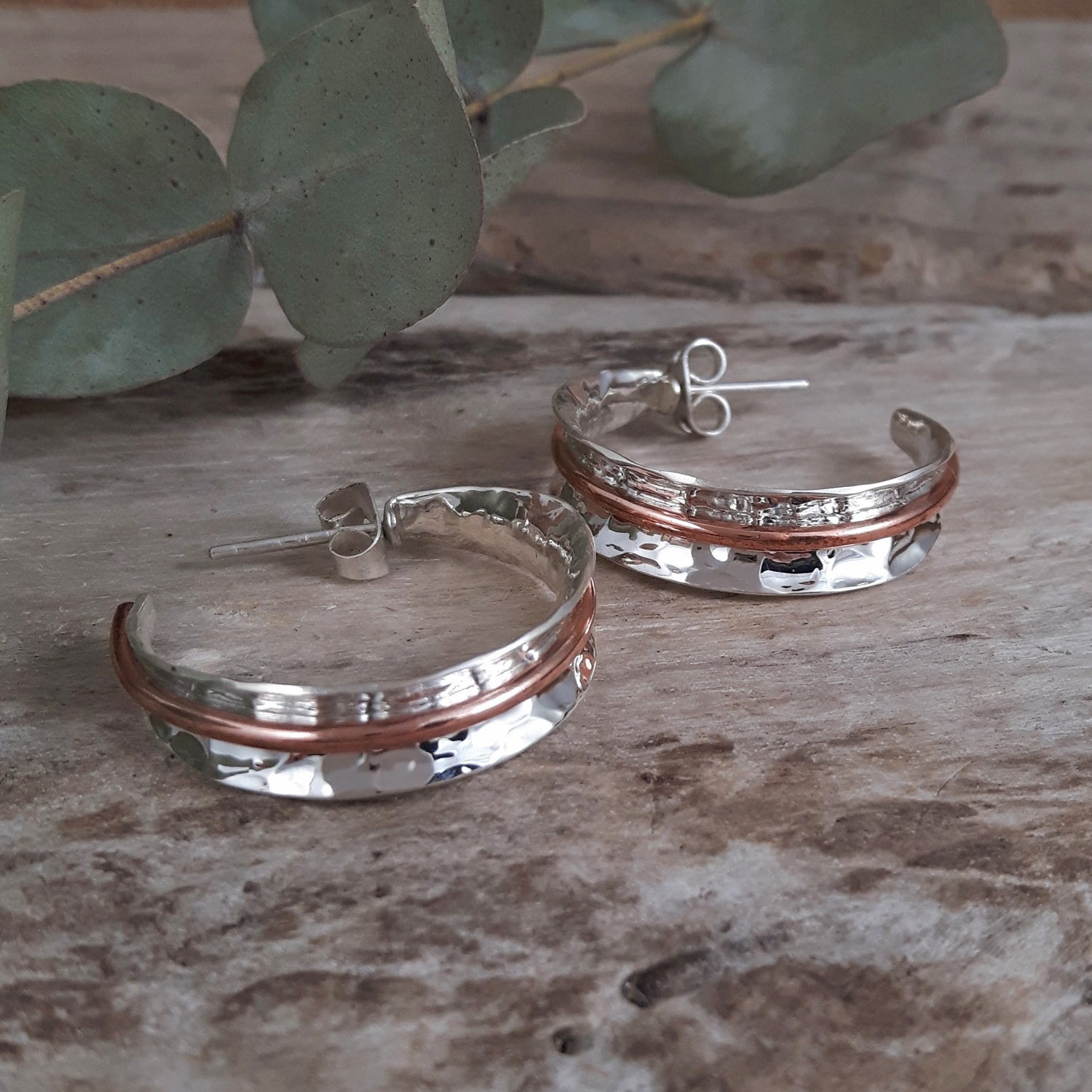 Duo Marseille Ag/Cu Hoop Earrings