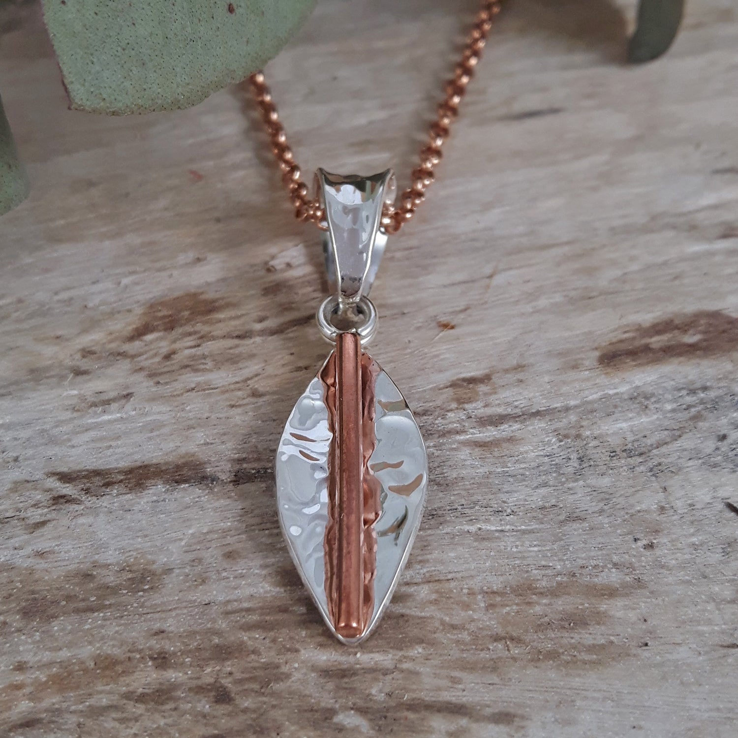 Marseille Leaf Ag/Cu Pendant