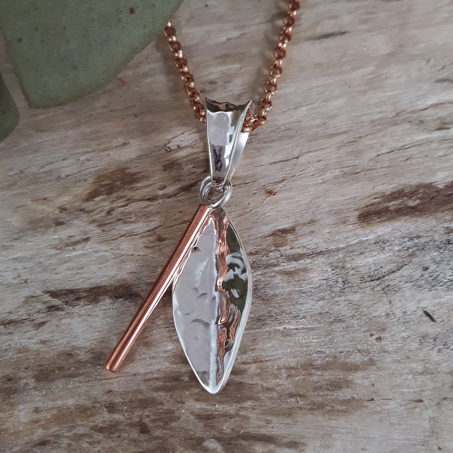 Marseille Leaf Ag/Cu Pendant