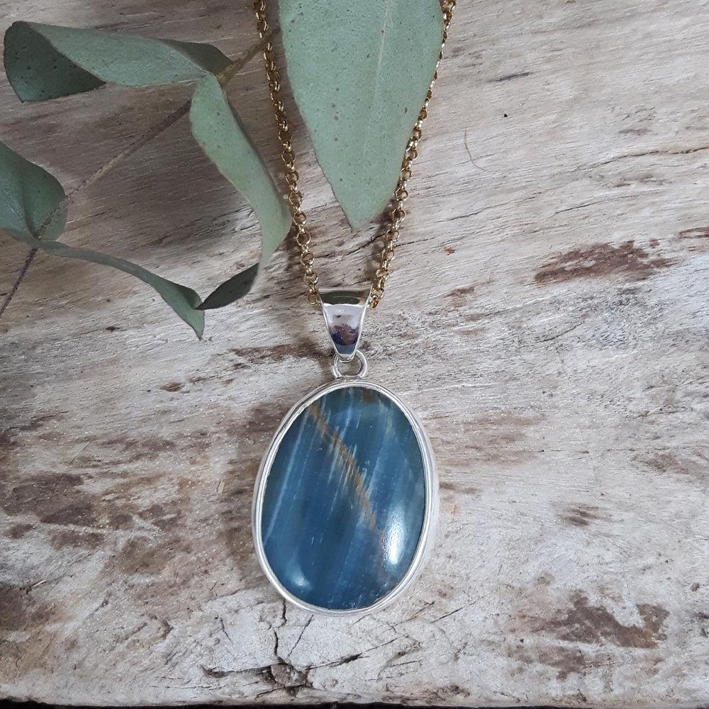 Monet Blue Calcite Oval Medium Pendant