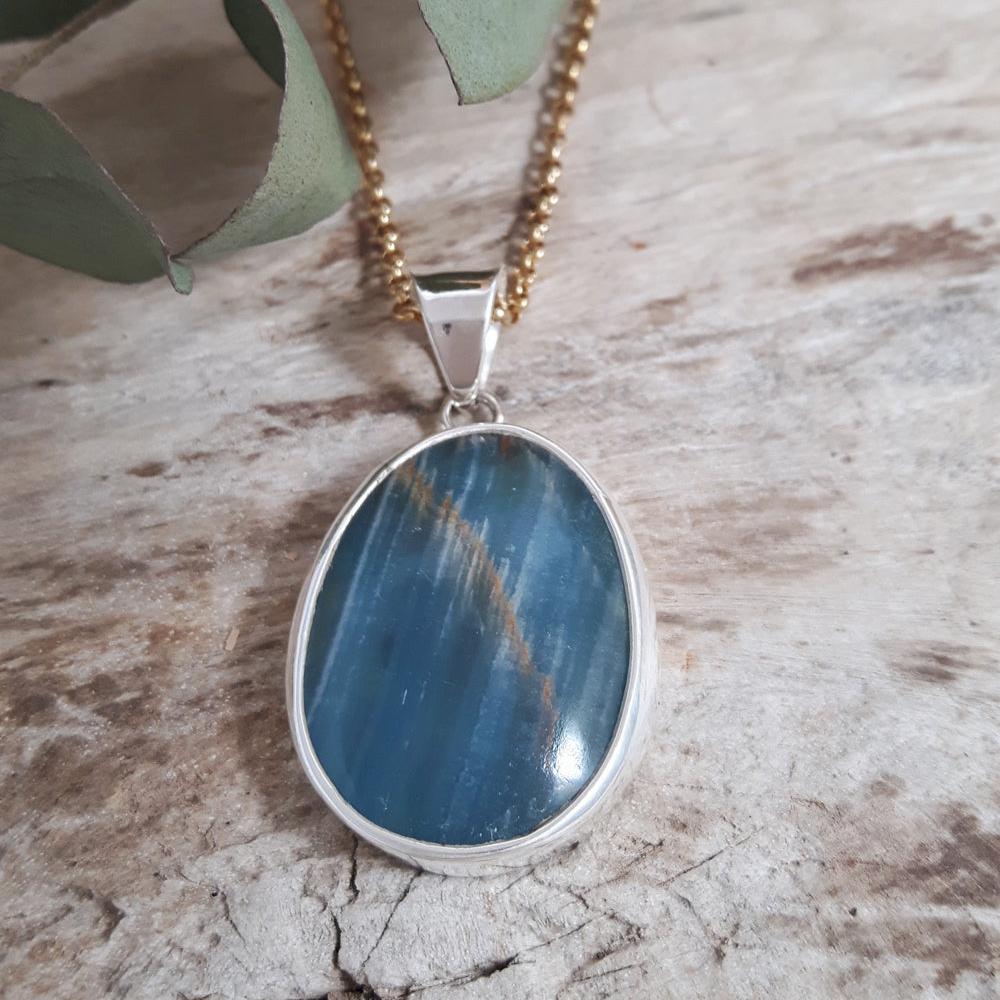 Monet Blue Calcite Oval Medium Pendant