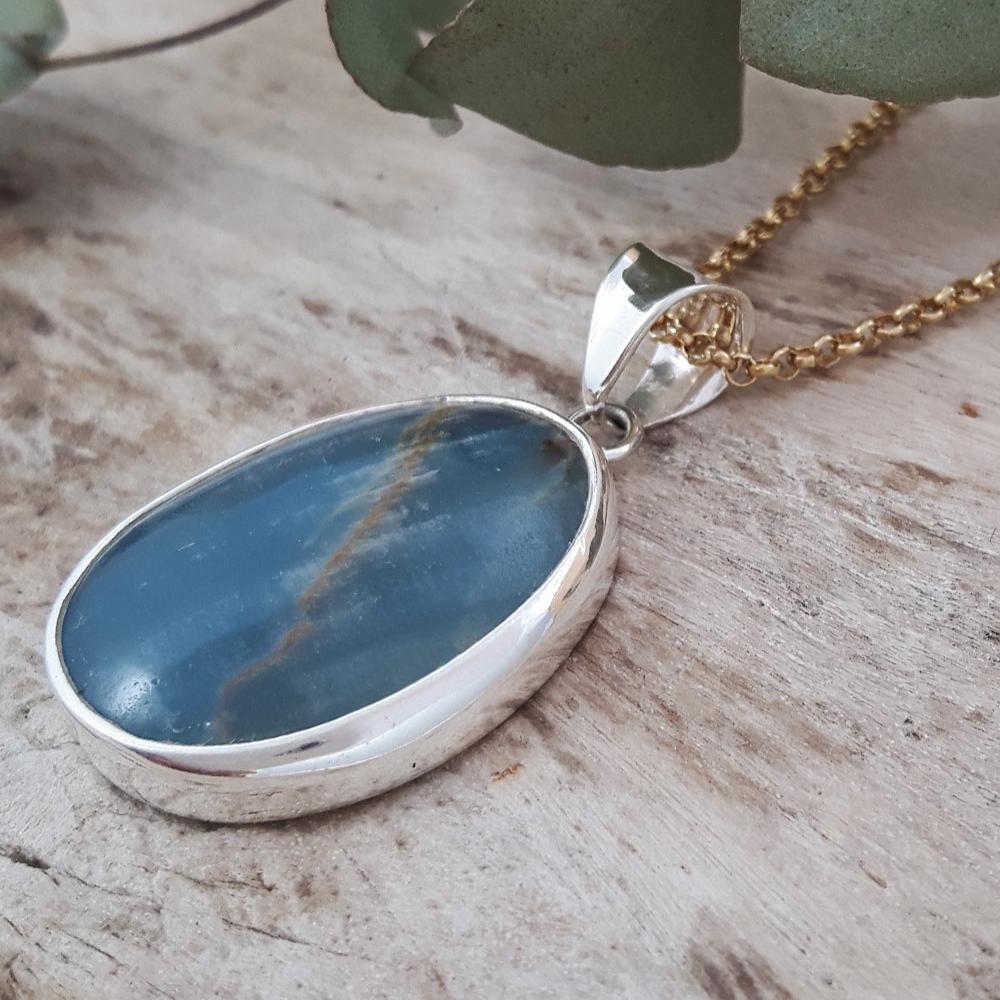 Monet Blue Calcite Oval Medium Pendant
