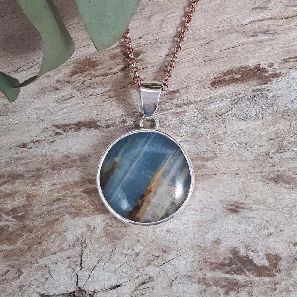 Monet Blue Calcite Round Medium Pendant