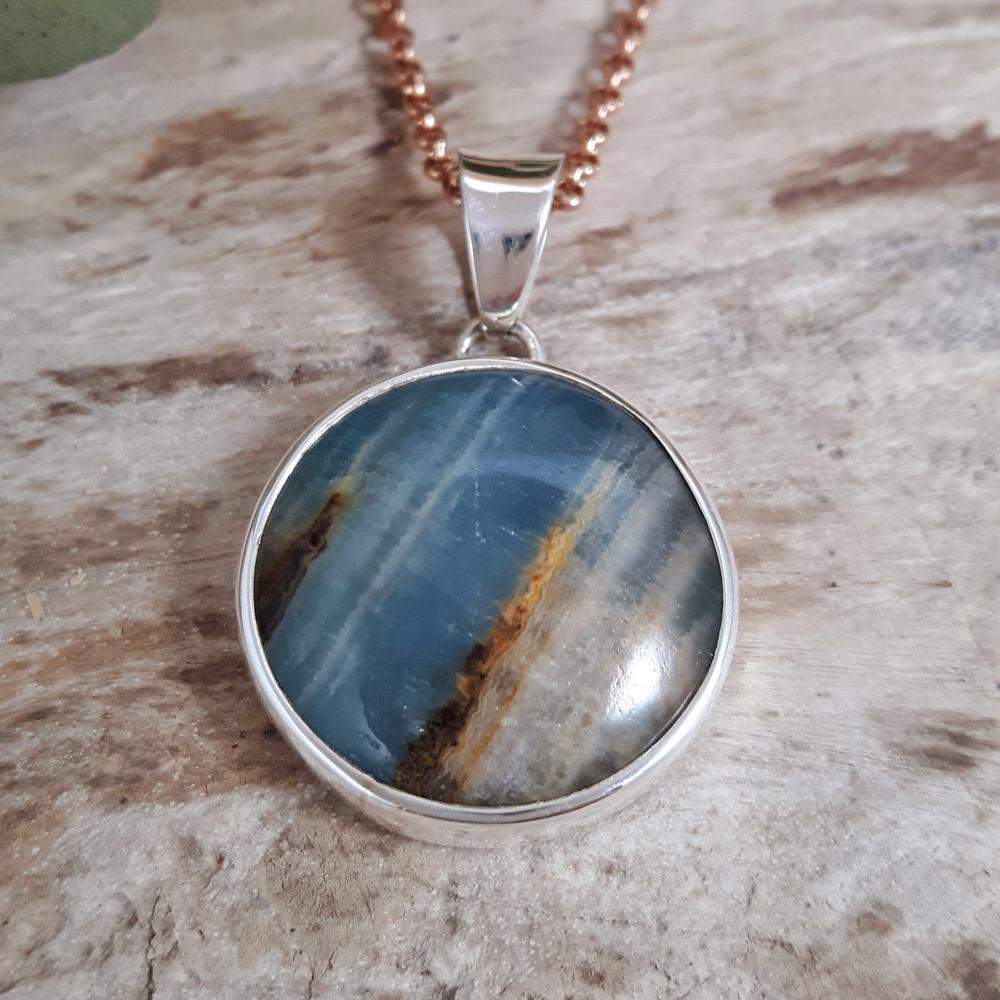 Monet Blue Calcite Round Medium Pendant