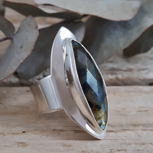 Monet Labradorite Marquise Faceted Ring A