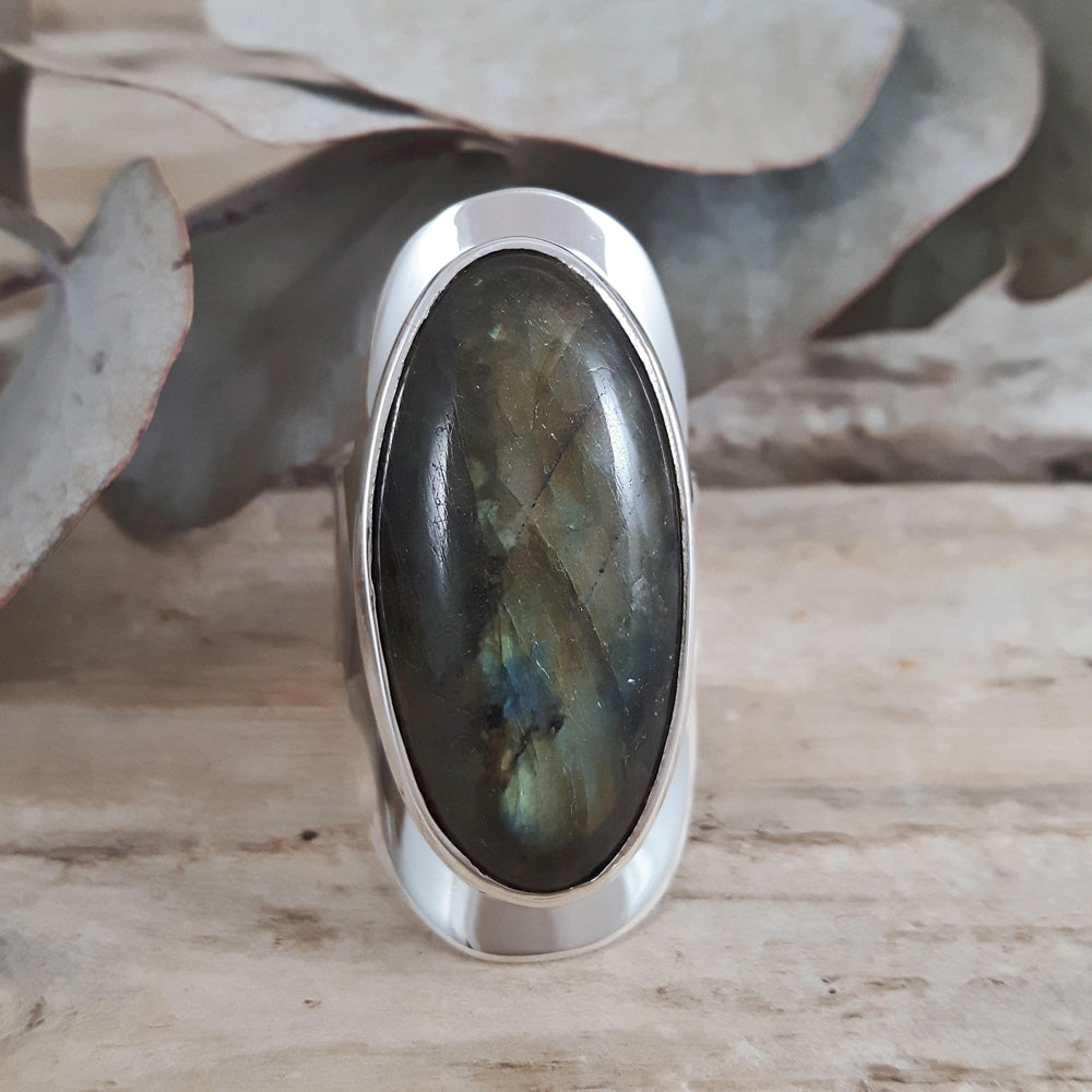 Monet Labradorite Oval XL01 Adjustable Ring A
