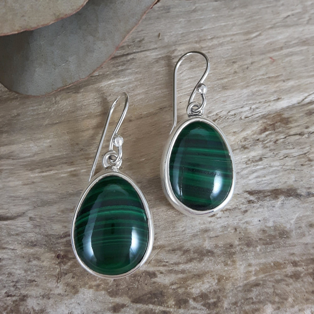 Monet Malachite Large Drop Earrings B