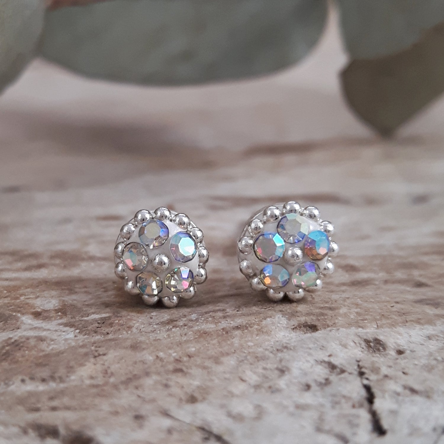 Allegra White Tiny Stud Earrings