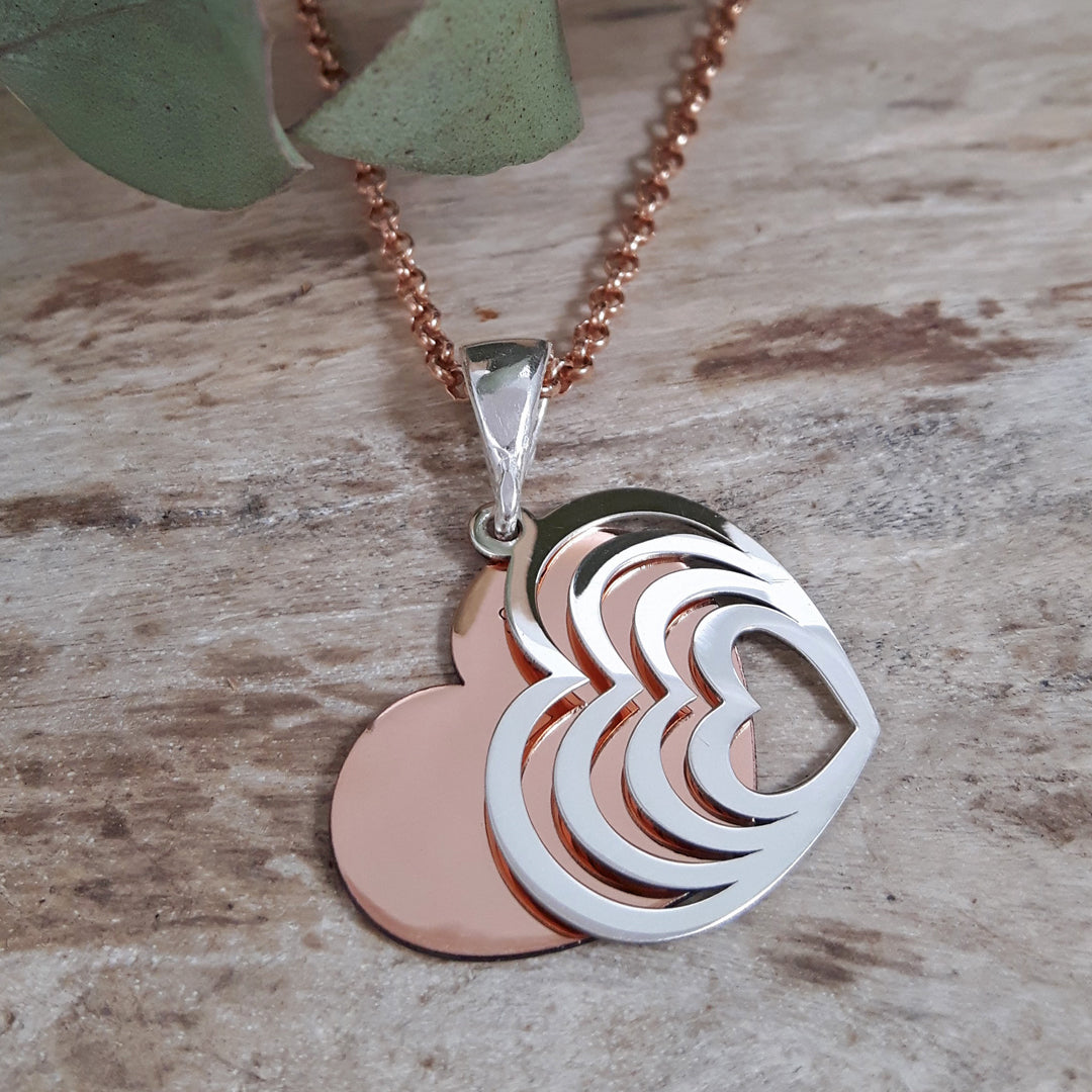Celtic Heart Silver & Copper Pendant