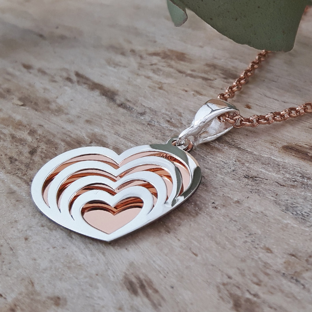 Celtic Heart Silver & Copper Pendant