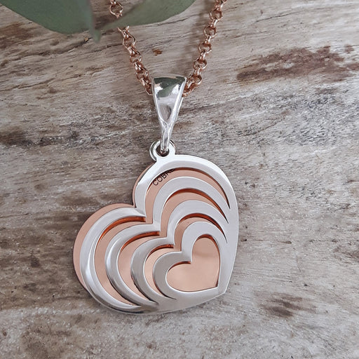 Celtic Heart Silver & Copper Pendant