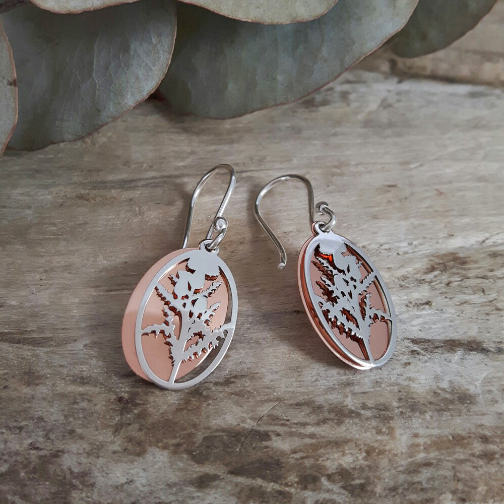 Celtic Thistle Silver/Copper Earrings