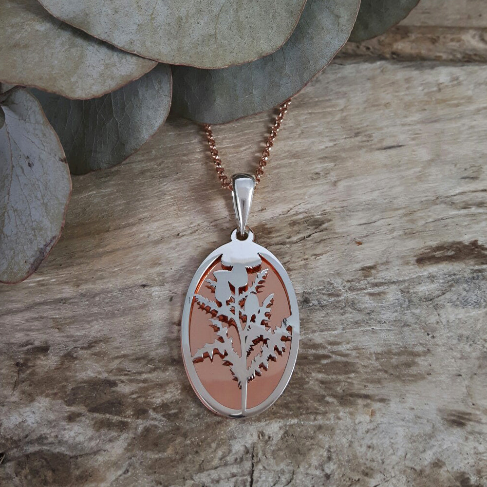 Celtic Thistle Silver/Copper Pendant