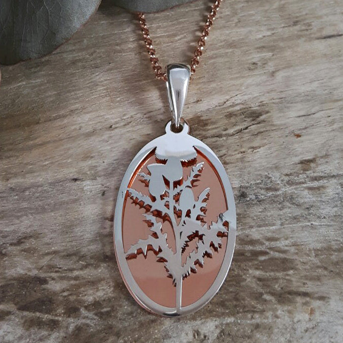 Celtic Thistle Silver & Copper Pendant