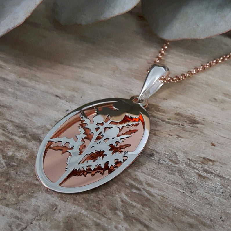 Celtic Thistle Silver & Copper Pendant