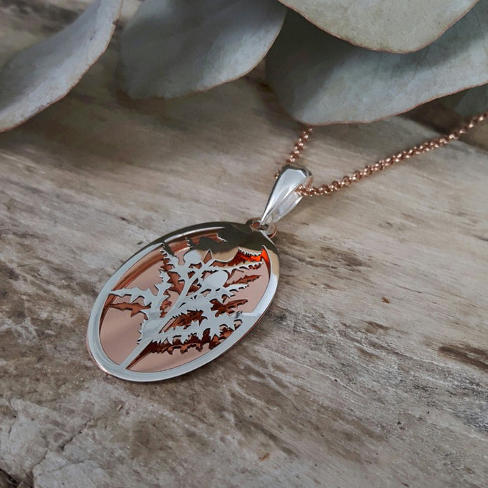 Celtic Thistle Silver/Copper Pendant