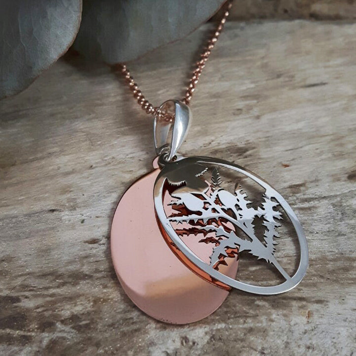 Celtic Thistle Silver & Copper Pendant