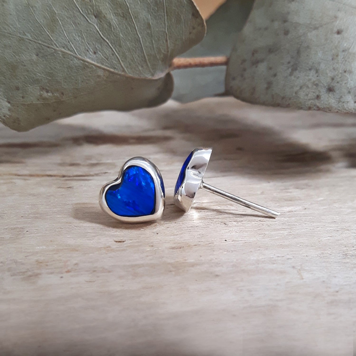 Flinder Heart Blue Stud Earrings
