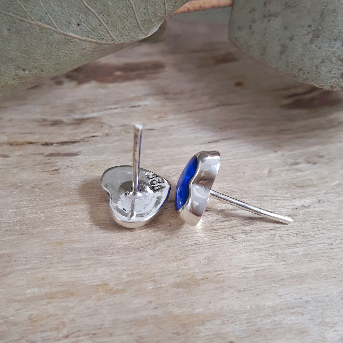 Flinder Heart Blue Stud Earrings