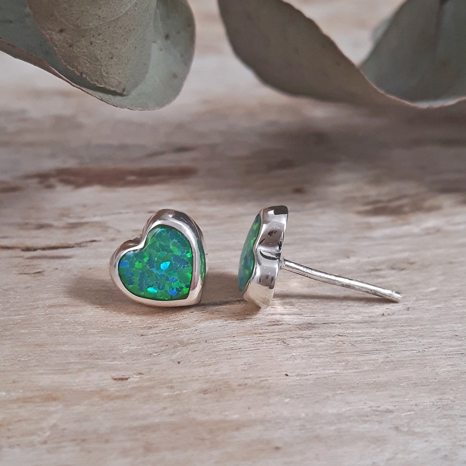 Flinder Heart Green Stud Earrings