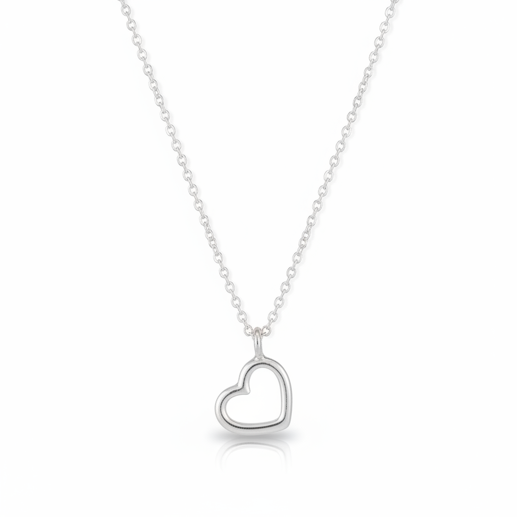 Open Heart Necklace in sterling silver perfect for a gift under £50